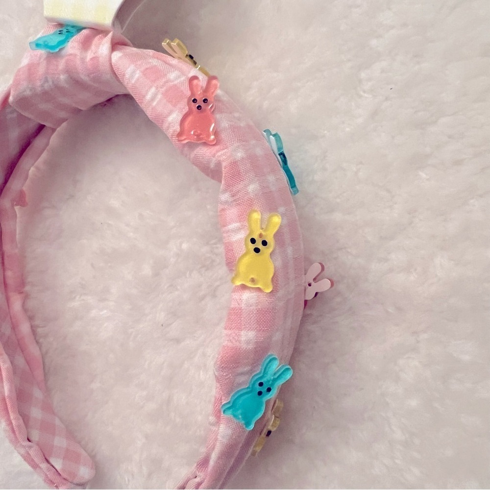 Piper K Spring Easter Bunny Pink White Gingham Headband New With Tags - Picture 2 of 3